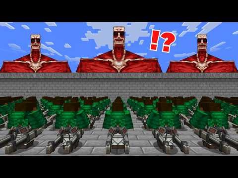 100 COLOSSAL TITANS vs 1000 SCOUTS Mob Battle in Minecraft!