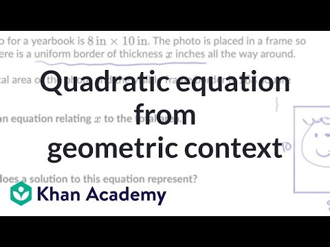 Quadratic equation from geometric context | Algebra 1 (IM® v.360 aligned) | Khan Academy