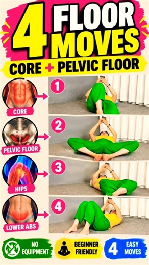 4 Easy Floor Exercises for Core, Pelvic Floor & Hip Mobility | Home Workout #Shorts #weightloss