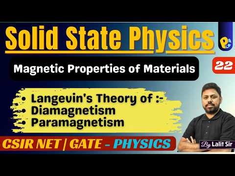 Lec 22 | Solid State Physics | Langevin Theory of Diamagnetism | POTENTIALG