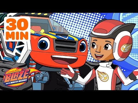 Blaze’s Amazing Race Through Time! w/ AJ | 30 Minute Compilation | Blaze and the Monster Machines