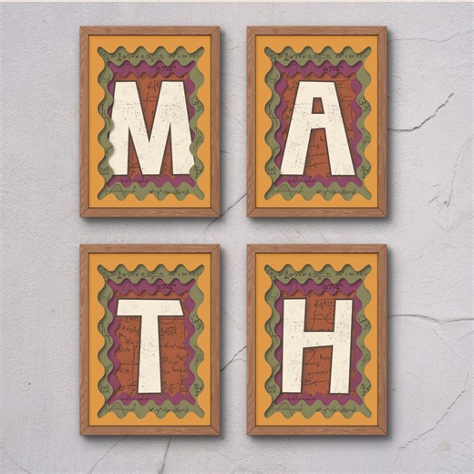 Retro Math Wall Art Set Prints, Math Classroom Decor, Educational Wall Art, School Wall Decor, Teacher Classroom Posters, Study Room Art - Etsy