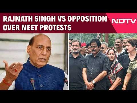 NEET Protest News | Rajnath Singh Slams Opposition, Congress Demands Pradhan's Resignation