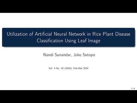 Utilization of Artificial Neural Network in Rice Plant Disease Classification Using Leaf Image