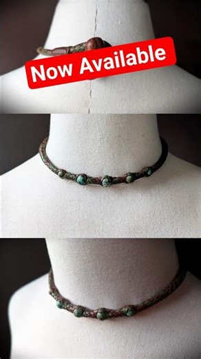 Hand Braided Leather Necklace with African Turquoise | Now Available