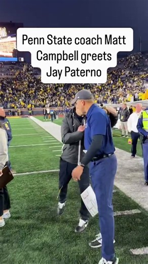 Penn State coach Matt Campbell greets Jay Paterno