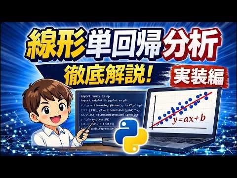 【データサイエンス】単回帰分析をPythonで書く！ライブラリ活用とゼロからの実装を徹底解説
