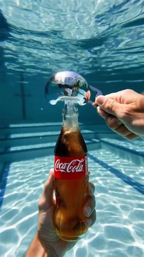 Opening a Coca-Cola Bottle Underwater 😱💥 (Insane Bubble Explosion in 4K)
