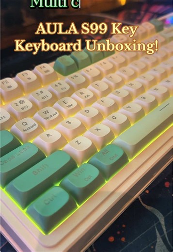 The AULA S99 Key Keyboard came in! I was VERY pleasantly surprised and absolutely love this keyboard. There are so many color options to choose from, both keycaps AND lighting effects. And the number of modes this keyboard has blew me away! It is on sale right now! This would make the perfect gift for gamers or even students! #keyboard #aula #keyboardasmr #unboxing #aesthetic