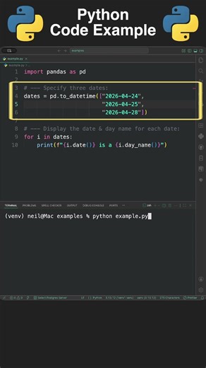 Python code example - How to show the name of a day for a date
