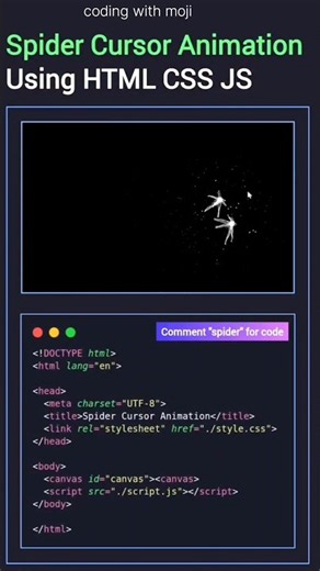 🕷️ Spider Cursor Animation Using HTML CSS JavaScript | Creative Web Animation #Shorts