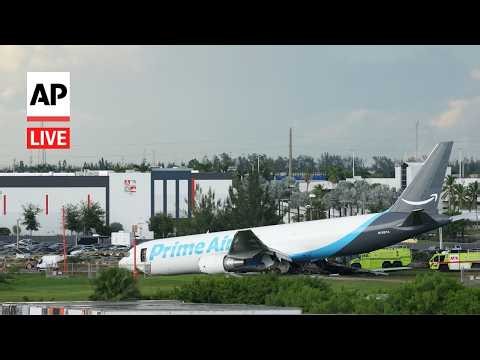 LIVE: Aftermath of Amazon cargo plane crash at Miami airport