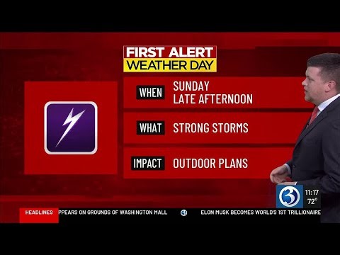 WEATHER: First Alert Weather Day Sunday for afternoon storms