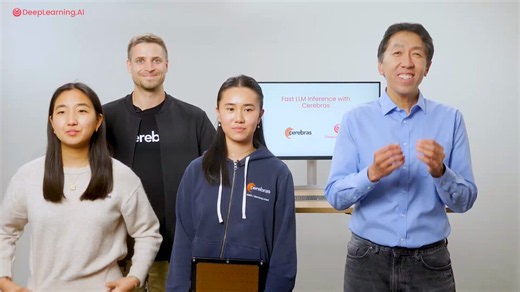 Fast inference makes a new class of real-time LLM applications possible.In our new short course, Fast LLM Inference with Cerebras, built in partnership with @Cerebras and taught by @zhennydez, @duerr_seb, and @MilksandMatcha, you'll build them on the Wafer-Scale Engine, where a model's weights sit on-chip and tokens come out several times faster than a typical GPU setup.You'll build a webpage that personalizes itself as users interact with it, assemble a multi-tool workflow that analyzes market 