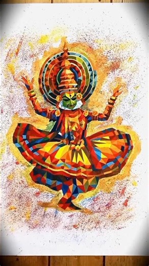 Geometric Kathakali Painting | Celebrating Indian Culture /Kathakali Art Painting #shorts #trending