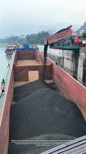 From Land to Ship: An Amazing Bulk Cargo Transfer!