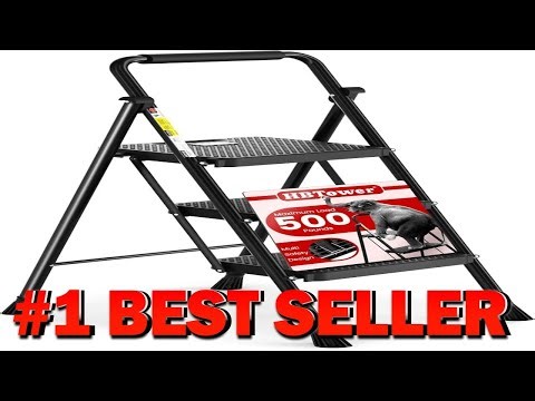 HBTower Step Ladder Folding Step Stool with Wide Anti Slip Pedal Sturdy Steel - B087279HM1