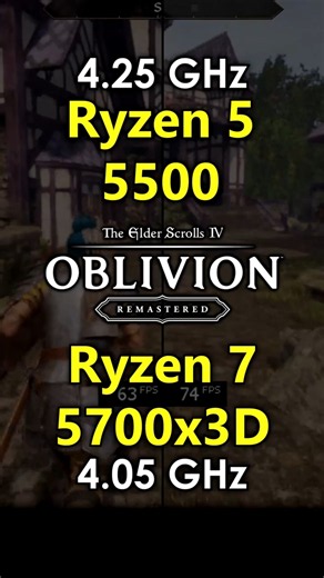 Ryzen 5 5500 vs Ryzen 7 5700x3D in The Elder Scrolls IV Oblivion Remastered | RTX 3080 Ti