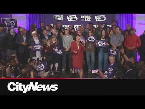 Olivia Chow delivers victory speech after winning Toronto mayoral re-election