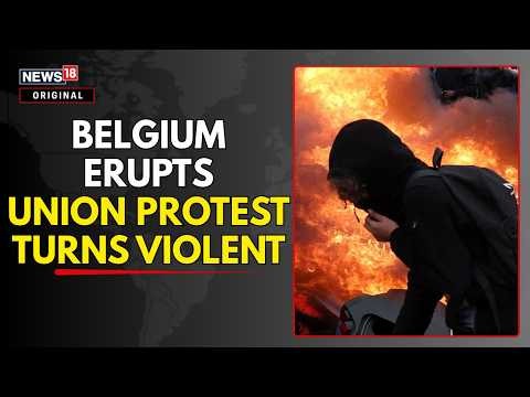 BRUSSELS ERUPTS: Protesters Clash With Police, Fires & Tear Gas As Unions Fight Budget Plans | N18G