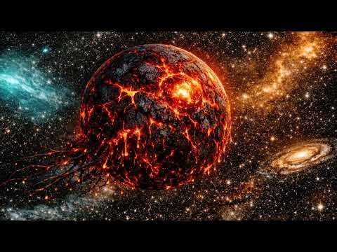 Molten Alien Planet Drifting Through Deep Space | Fiery Cosmic World 4K #frametvart 
