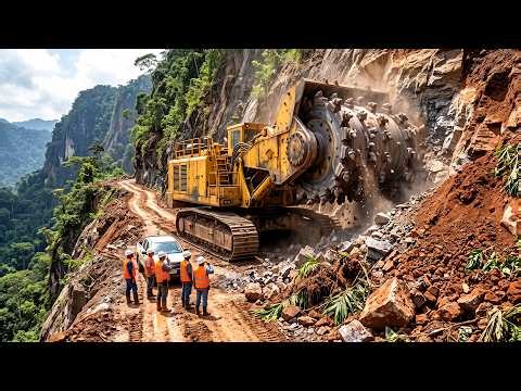 Massive Bulldozer vs Steep Mountain! Extreme Road Construction on a Terrifying Cliff Edge