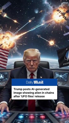 Trump posts AI-generated image of himself walking with alien