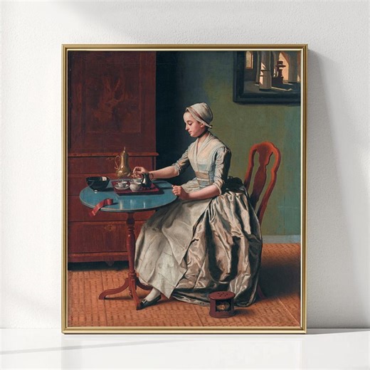 A Dutch Girl at Breakfast by Jean-Étienne Liotard | Vintage Dutch Interior Wall Art | Elegant 18th Century Fine Art Print - Etsy