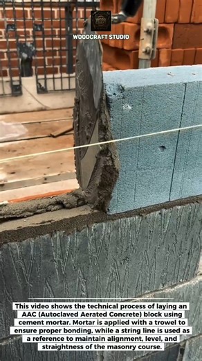 AAC Block Laying with Mortar | Straight & Precise Masonry #construction #masonry #shorts