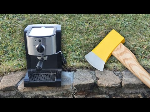 CRUSHING COFFEE MACHINE BY AXE! - Experiment