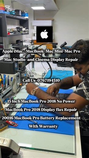 🍎🔊 APPLE & SOUND SYSTEM REPAIR CENTER – TODAY WE ARE OPEN 🔊🍎 Apple iMac • MacBook • Mac Mini • Mac Pro Mac Studio • Apple Cinema Display Repair 🔊 Professional Sound System Repair 📞 Call / WhatsApp: 076 719 4510 ⸻ 🔥 TODAY WE ARE REPAIRING 🔥 🍎 Apple Mac Repairs ✅ 15-Inch MacBook Pro 2018 – No Power Repair ✅ MacBook Pro 2018 – Display Flex Cable (Flexgate) Repair ✅ MacBook Pro 2016 – Battery Replacement ✅ Logic Board & Power Circuit Repairs ✅ Display, Charging & No Power Issues ✅ Full Diag