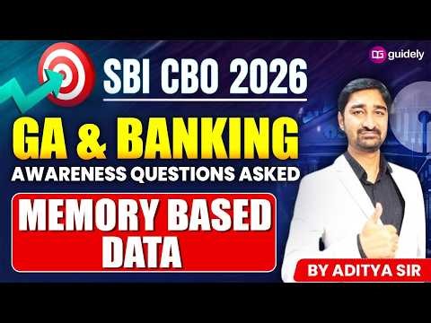 SBI CBO 2026 | GA & Banking Awareness Questions Asked Memory Based Data | By Aditya Sir