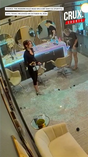 Caught On Camera: Salon Worker Closes Door, Glass Shatters Instantly