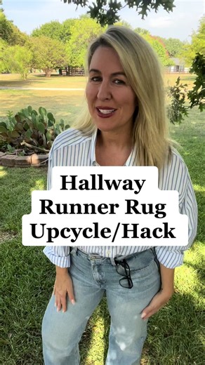 Upcycled Hallway Runner Rug to Table Runner with Chalk Paint