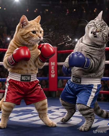 A cat boxing