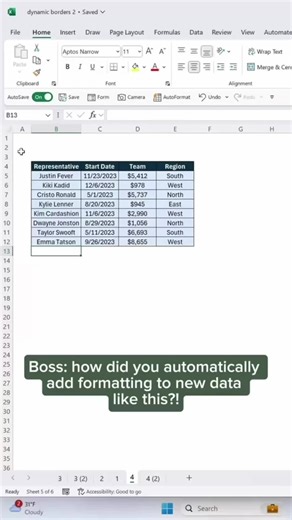 Automatically Format New Data Rows in Excel