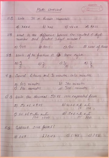 math test paper for exam practice