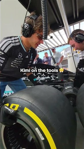 Testing out for the pit crew with Kimi 💪 #kimiantonelli #mercedesf1 #f1