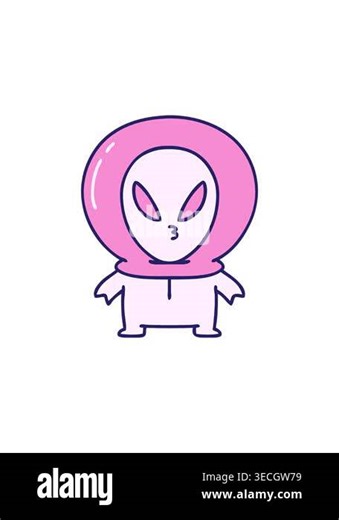 radioactive glowing animation of small alien looking thoughtful Stock Video Footage - Alamy