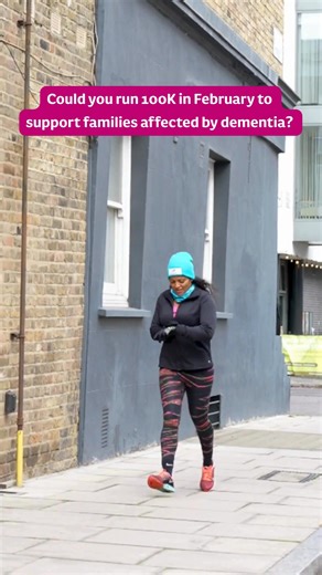A running challenge with purpose. 🩷 Run 100K in February to help families affected by dementia. Could you do it? Sign up today to join the Strava Club and get your FREE running buff! | Dementia UK