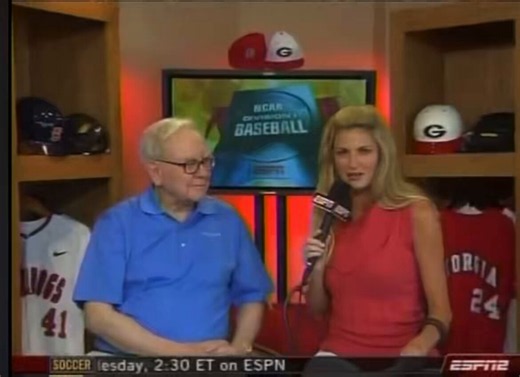 Warren Buffett joins the booth for an interview with Erin Andrews at Rosenblatt (2008)
