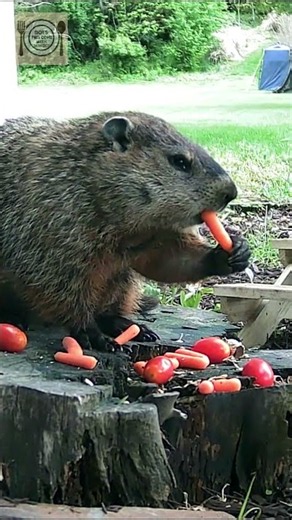Groundhog Eats Crunchy Carrots