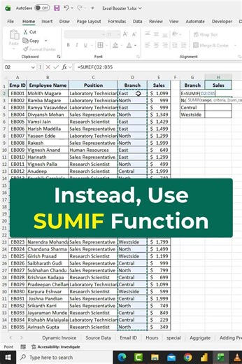 “Magic of SUMIF Function in Excel” ✨📊 #excel #shorts #exceltips #exceltricks