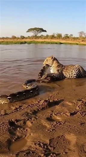 No Escape Leopard’s Fatal Hold on the Python 🐆🐍 #realwildlife #viralvideo #asmr #viral #animals