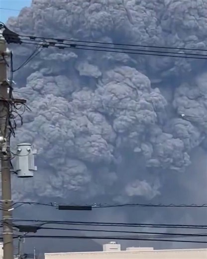 Major eruption at Japan’s Sakurajima volcano today sent an ash plume up to about 11,483 feet into the air.