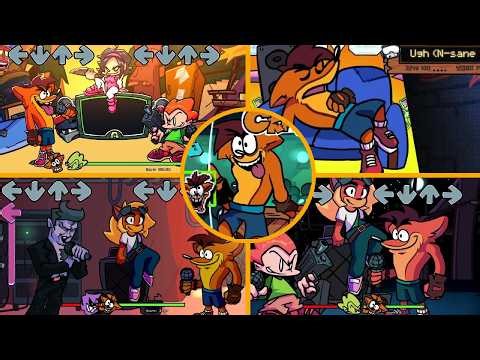Playable Crash Bandicoot All 6 Mixes + Pico & Erect Mixes - Friday Night Funkin'