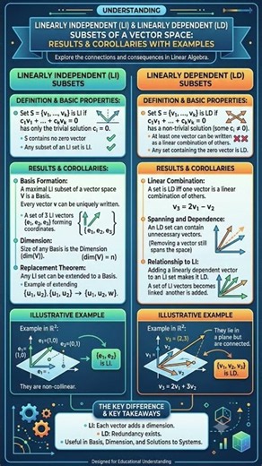 Properties and collaraly related to li and ld subset of vector space #linear algebra