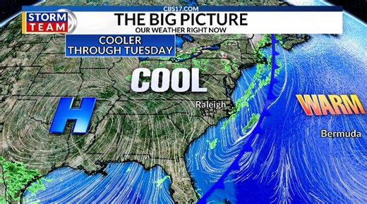 Cool for a few days ahead of central NC pattern change