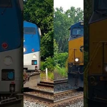Amtrak 48 Train Meets CSX Manifest Train at RR Crossing!