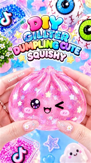 Diy viral glitter dumpling squishy at home #tiktok #squishy #craft #art #virual
